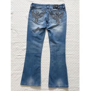 Miss Me Womens Size 29 Signature Rise Boot Cut Jeans Embellished Back Pockets